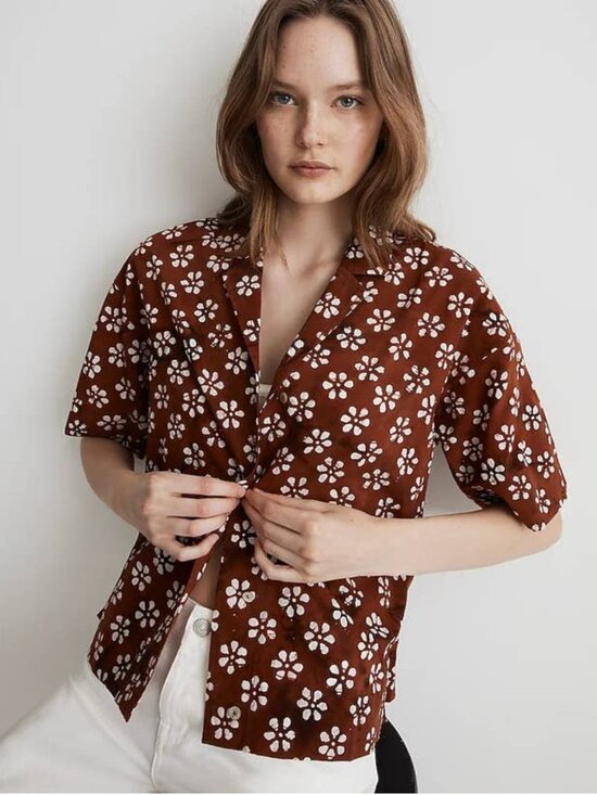Madewell Tops - Madewell Block-Print "Floral Camp Shirt"